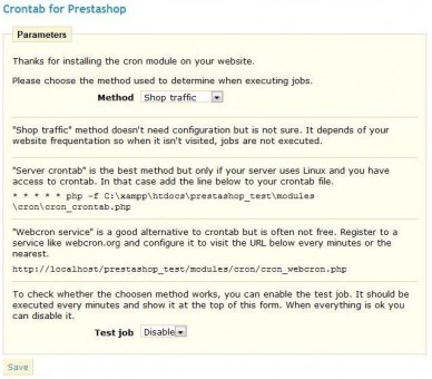 Crontab - module prestashop gratuit