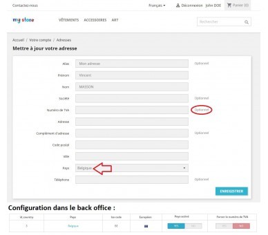 Force the VAT number depending on the country