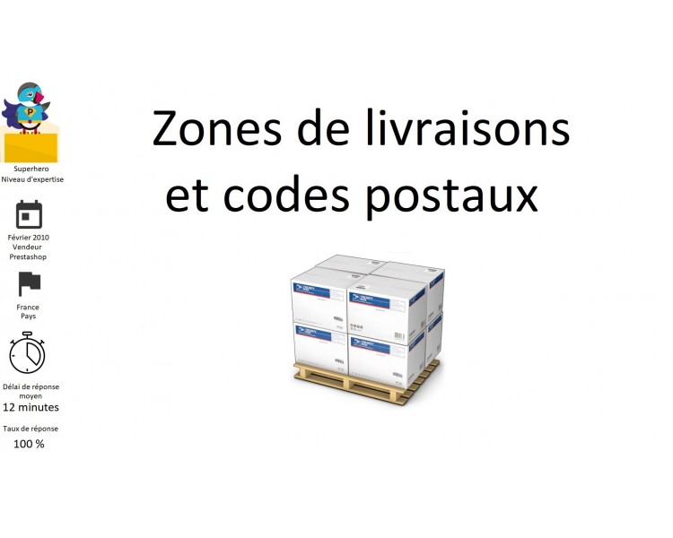 Zones de livraisons et codes postaux