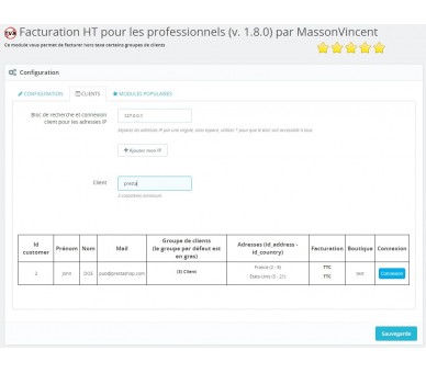 Invoicing HT (without VAT) for pros (1.6 & 1.7) + SuperUser