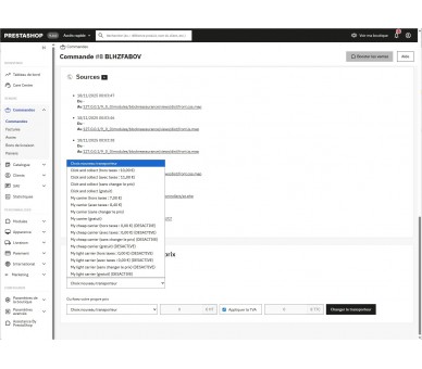 Elección del transportista y método de facturación definidos según la configuración del transportista Elección del transportista y método de facturación definidos según la configuración del transportista