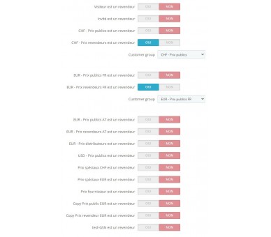 Personnalisation du module liste des déclinaisons