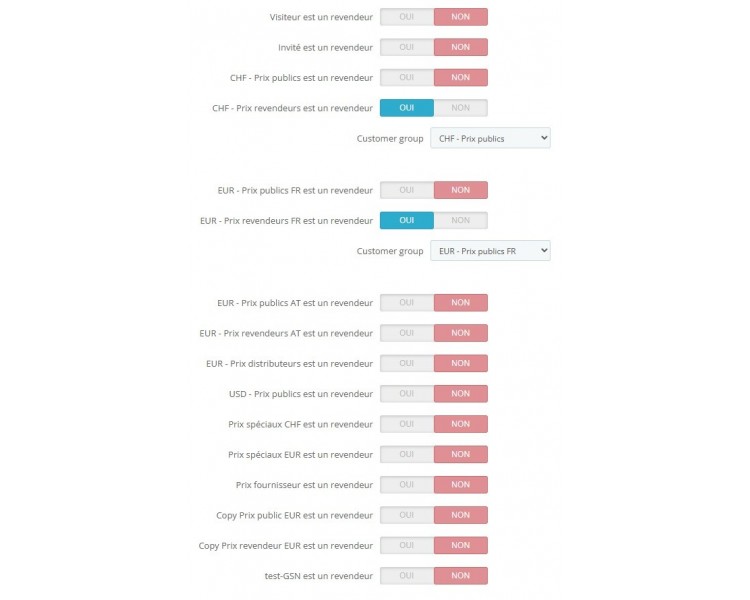 Personnalisation du module liste des déclinaisons