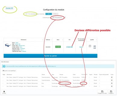 Personnalisation du module liste des déclinaisons