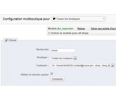 Super utilisateur - module prestashop gratuit