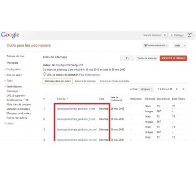 Sitemaps par langue et type de page