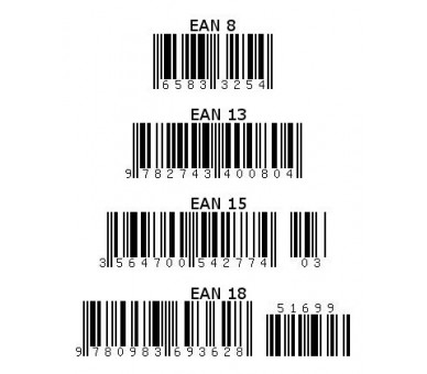 EAN bar code 8, 13, 15, 18