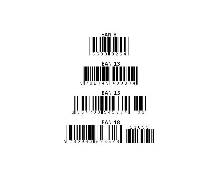 EAN bar code 8, 13, 15, 18