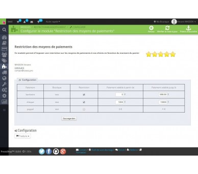 Restricción de los modos de pagos basado en la cantidad de la compra