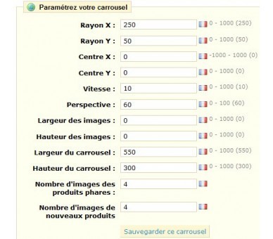 Carrousel avec description des produits