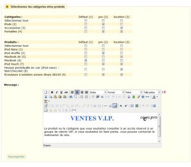 Ventes privées et VIP 1.2.x 1.3.x