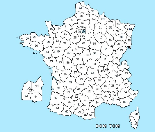 Carte de france departement