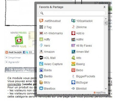 Modules addthis - partager avec Facebook, Twitter...